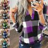 Women Casual Cotton Long Sleeve Plaid Shirt Women's Slim Jacket Shirt Top