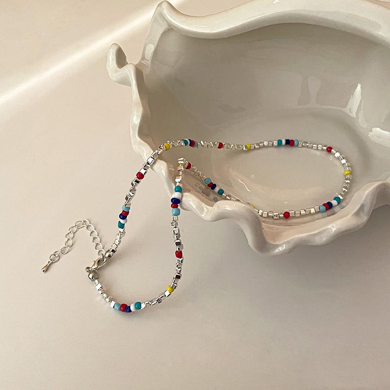 New Colorful Beads Choker Necklace Korean Fashion Simple Colorful Collar Short Chain Handmade Female Necklace Women Girl Jewelry