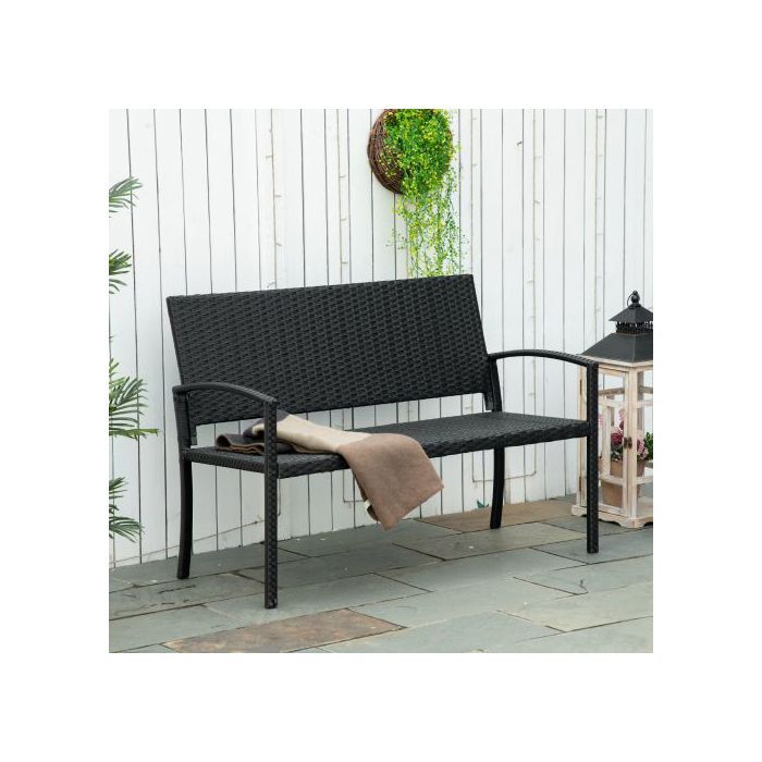 Banc de jardin - MUVOE - 2 places - Polyrotin - Structure en acier - Résistant aux UV