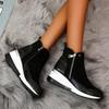 Women Wedge Snow Boots Fashion Autumn Winter Zipper Warm Plush Solid Platforms Korean Casual Short Ankle BootsCotten Shoes