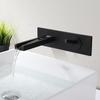 Wall Mounted Basin Faucets Black Bathroom Waterfall Sink Faucets Hot Cold In-wall Mixer Water Tap Brass