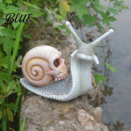 Resin Skull Statue Halloween Snail Statue Gothic Home Decor Creative Crafts Spooky Yard Art Ornaments for Outdoor Garden Patio Lawn Porch