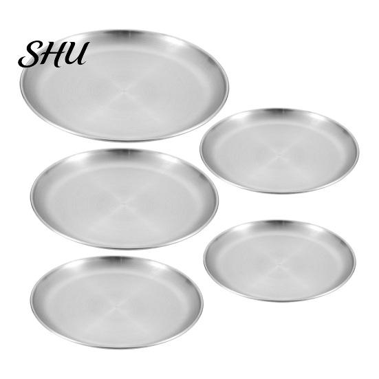Outdoor Picnic Plate Camping Dinner Stainless Steel Serving Rustproof Integrated Design Heat-Resistant Reusable Dishwasher Safe Feeding