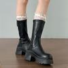 Black Heightened Thick Heel Small Thick-Soled Boots Women'S  New Autumn Retro Slim Boots