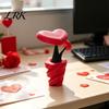 Valentine Day Flower Gift 3D Printed Heart-Shaped Vase, Romantic Love Sculpture with Spiral Base, Detachable Plug-in Pattern Decor Desktop Decor,