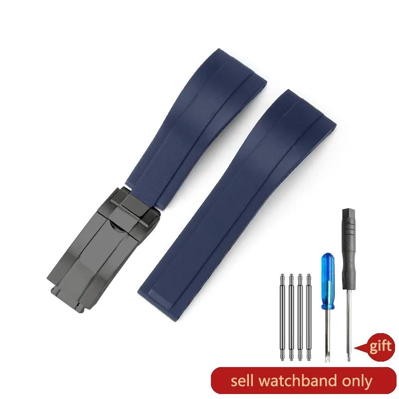 Paski do zegarka Daytona Yacht Log Czarny Zielony Water Ghost Zakrzywione zakończenie 20mm Silikonowy Wypukły Interfejs Czerwony Niebieski Pasek do zegarka