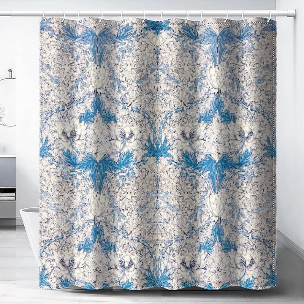 Tenda da Doccia William Morris, Set Tende da Doccia Verdi per Bagno Tessuto Pesante Tenda da Bagno Decorativa Tenda Lavabile
