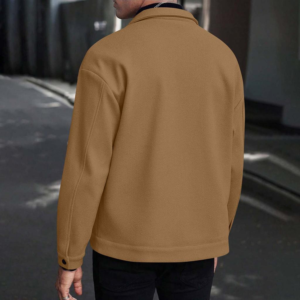 Herre Trendy Revers Ullkåpe Herre Ensfarget Casual Sport Business Jakke