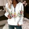 Sweat à capuche imprimé pour femme, coupe ample, demi-fermeture éclair, collection Automne-Hiver 2023
