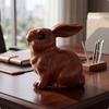 Wooden Rabbit Figurine Tabletop Bunny Collectible Statue Cute for