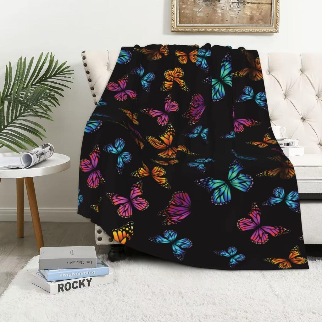 Butterfly Print Flannel Blanket Office Nap Blanket Blanket Thermal Blanket Sofa Blanket Knee Blanket