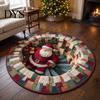 Dekorativer Weihnachtsgeschenk-Weihnachtsmann 3D Runder Teppich, Kristall-Samt-Fußmatte für Wohnzimmer Schlafzimmer Ferienhausdekoration, Rutschfest