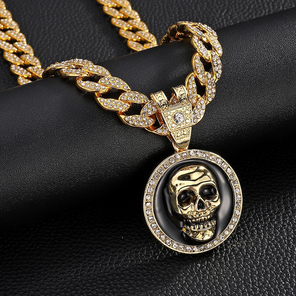 Drip Alloy Skull Pendant Domineering Cool Personality Trend Hip Hop Necklace Men'S Jewelry