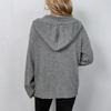 Autumn and Winter Women's Knitted Jacket Drawstring Solid Color Hooded Single-breasted Knitted Cardigan Jacket Sweater