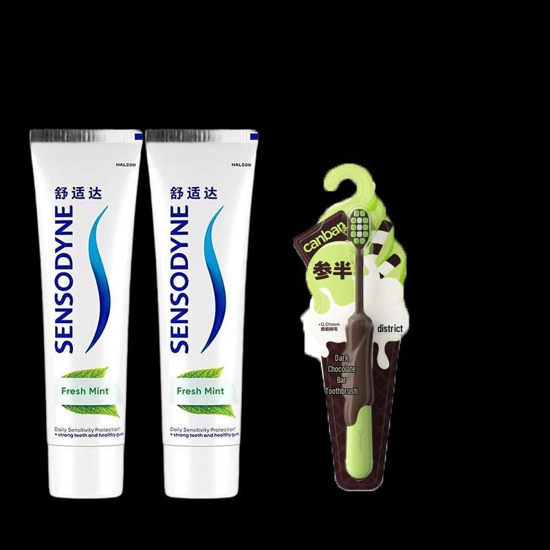 Sensodyne Anti-Cavity & Anti-Sensitivity Toothpaste with Refreshing Mint & Toothbrush Set