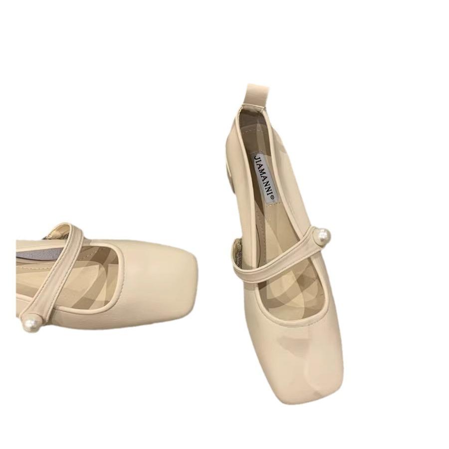 French thick heel with Mary Jane shoes women's shoes 2025 spring and autumn square head with skirt single shoes versatile single shoes