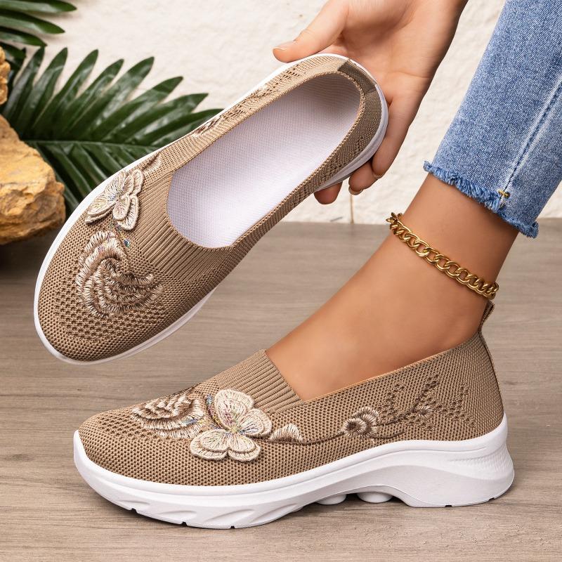 Shoes women's shoes new TEMU large size single shoes embroidered fashion casual shoes flying woven breathable lazy shoes wholesale