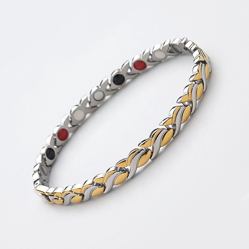 Unisex Stainless Steel Titanium Germanium Magnetic Bracelet with Cross-Border Design