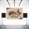 2D Western Happy Birthday Photography Backdrop, Cowboy Horse & Cactus Decor