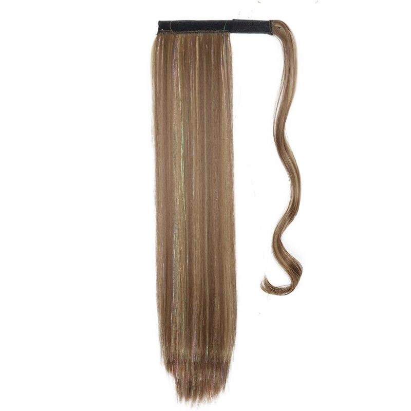 

Женский длинный прямой парик с хвостиком, наращивание волос, блестящий сверкающий накладной хвост, синтетическое волокно, шиньон для вечеринки, ежедневного использования