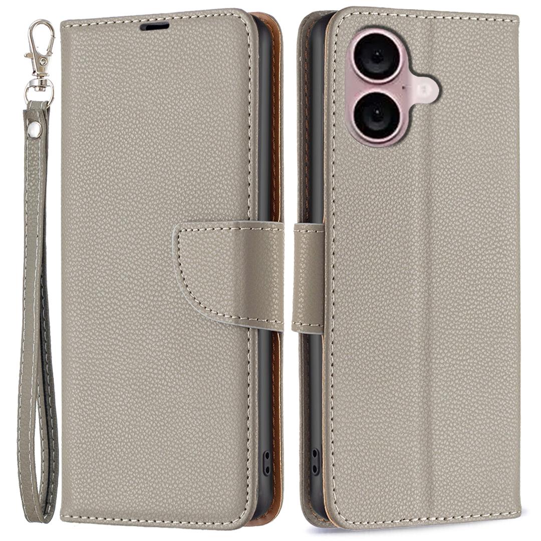 

For iPhone 16 Case Drop Proof Wallet Litchi Texture Leather Phone Cover