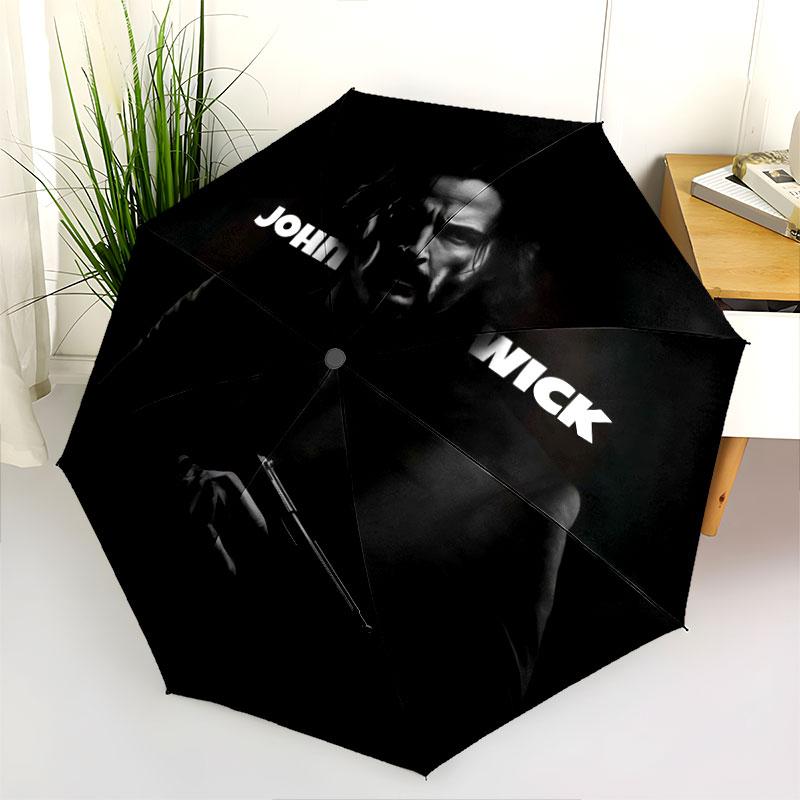 John Wick Art, automatic folding umbrella, portable and foldable design, 8 ribs, a Christmas or birthday gift.
