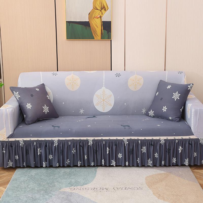 Sofa Cover with Elastic Band Skirt Universal All Season All Inclusive Cover Fabric Cover
