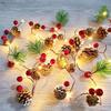 Christmas Pine Cone LED String Lights: Festive Holiday Rattan Bells for Yard & Hanging Decor.