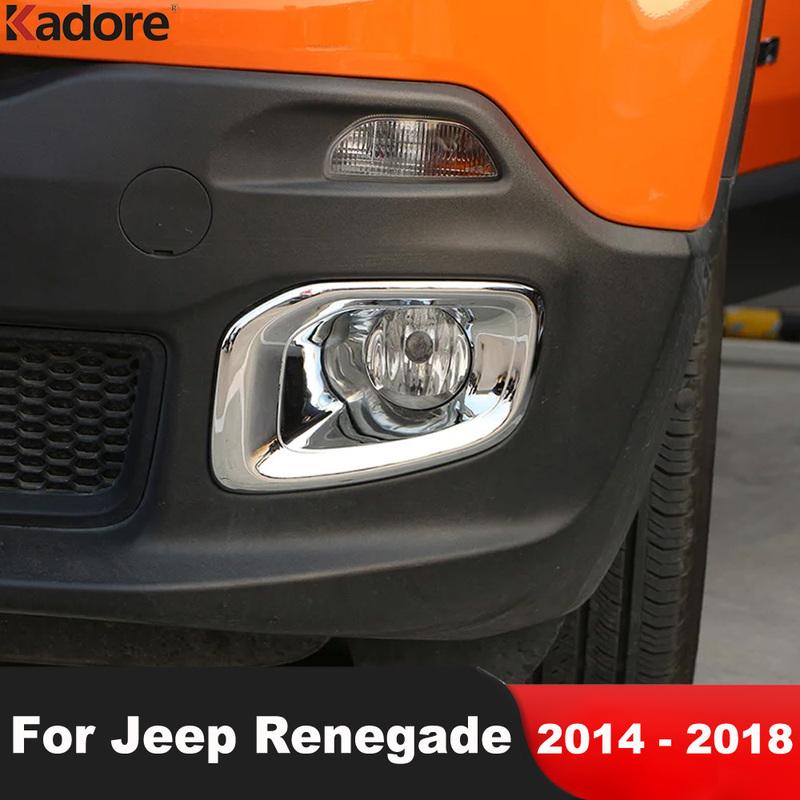 For Jeep Renegade 2014 2015 2016 2017 2018 Chrome Car Front Fog Light Lamp Cover Trim Head Foglight Bezel Trims Accessories