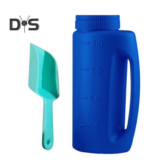 

Ручний розкидач солі 2 л Розкидач добрив із регульованими режимами відкривання Ручний розкидач із черпаком для насіння Розтаювач льоду Sets синій