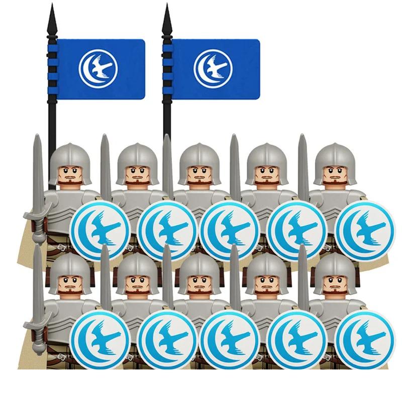 Medieval Knight Armored Troops Ancient Army Soldiers Mini Weapon Equipment Flag Model Building Blocks Kids Toys Birthday Gifts