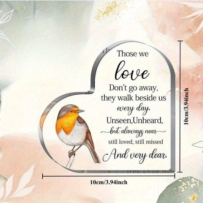 2D Flat, Heart-Shaped Acrylic Desk Decor Plaque, Sympathy Keepsake for Mother or Father, Suitable for wall decoration, porch, room, villa, accents Hom