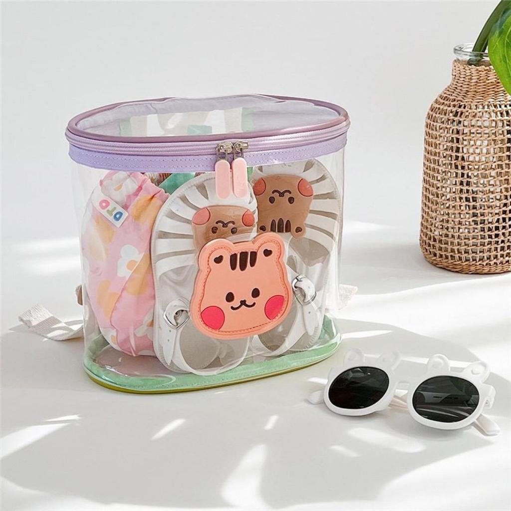 Korean Style Animal Color Block Transparent Backpack for Kindergarten and Beach