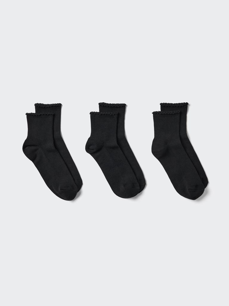 Uniqlo Ponožky 3 páry Kotníkové s volánkem