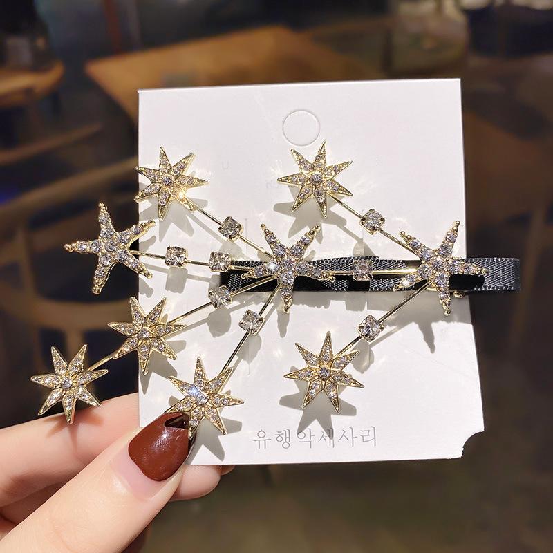 1pc New Alloy Starry Hair Clip with Side Bangs and Broken Hair Clips, Duckbill Clip Headband and Hair Accessories