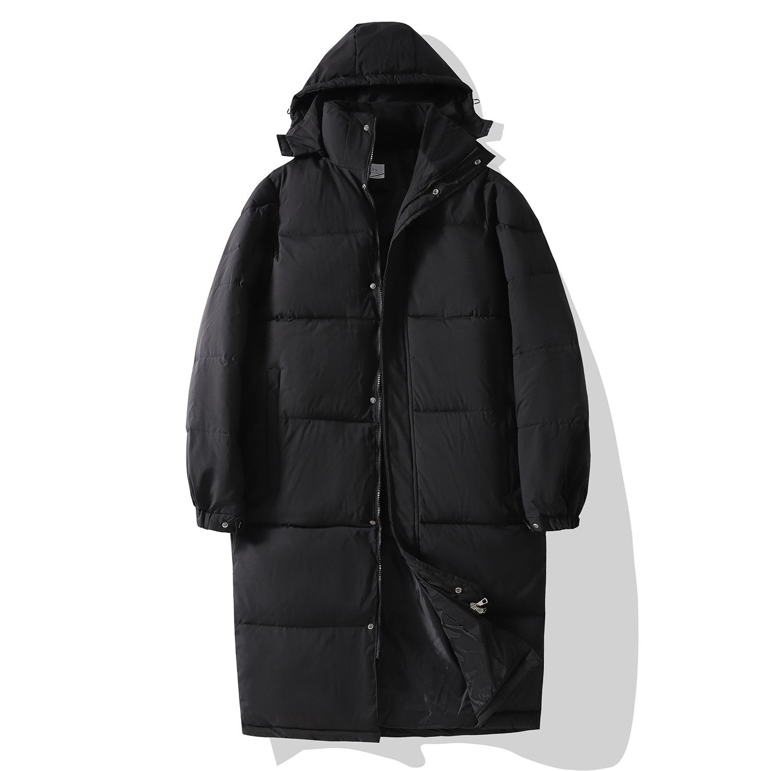 

Мужская и женская ветрозащитная легкая пушистая теплая куртка с капюшоном, свободная длинная повседневная спортивная куртка из высококачественной ткани, хлопковая куртка, пальто XXL чёрный