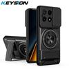KEYSION Magnetic Phone Case for Xiaomi POCO X6 Pro 5G Slide Camera Lens Protection Upright Kickstand Ring Shockproof Back Cover