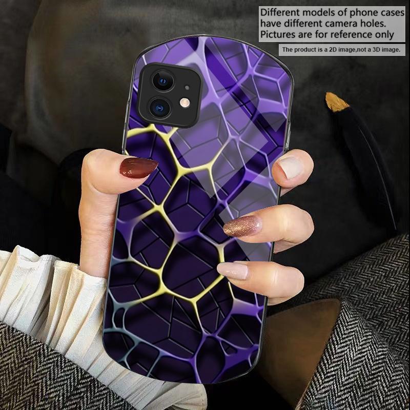 Abstrakt geometrisk konst För iPhone 17 16 15 14 Pro 13 Plus 12 mini 11 Pro Max XR X S 7 8 Elliptiskt härdat glas Fodral för mobiltelefon