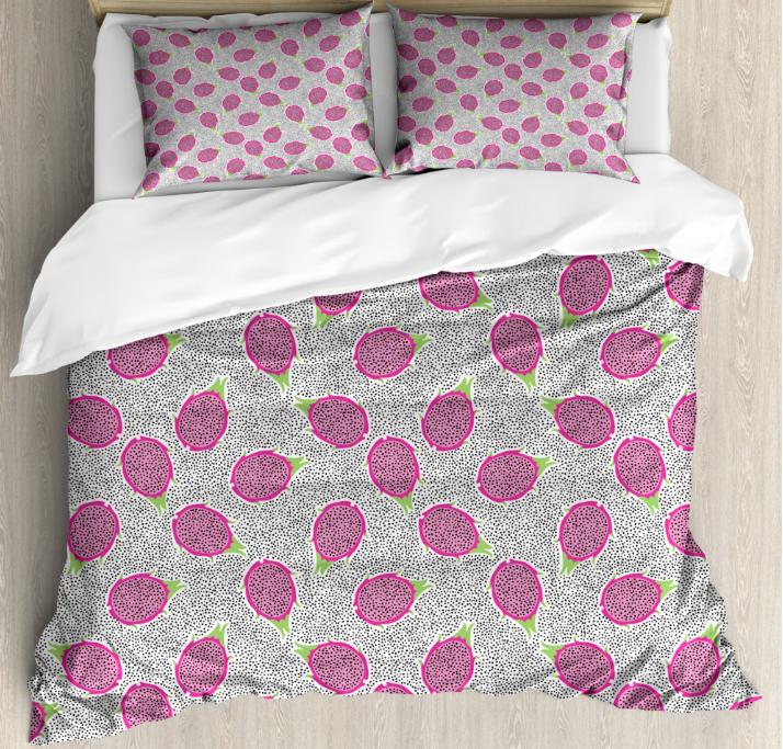 Pitaya Dekbedovertrek Set Voor Kinderen Jongens Meisjes Queen King Lichtgewicht Sprei Cover Slaapkamer Decor Tropische Vruchten Print Beddengoed Set