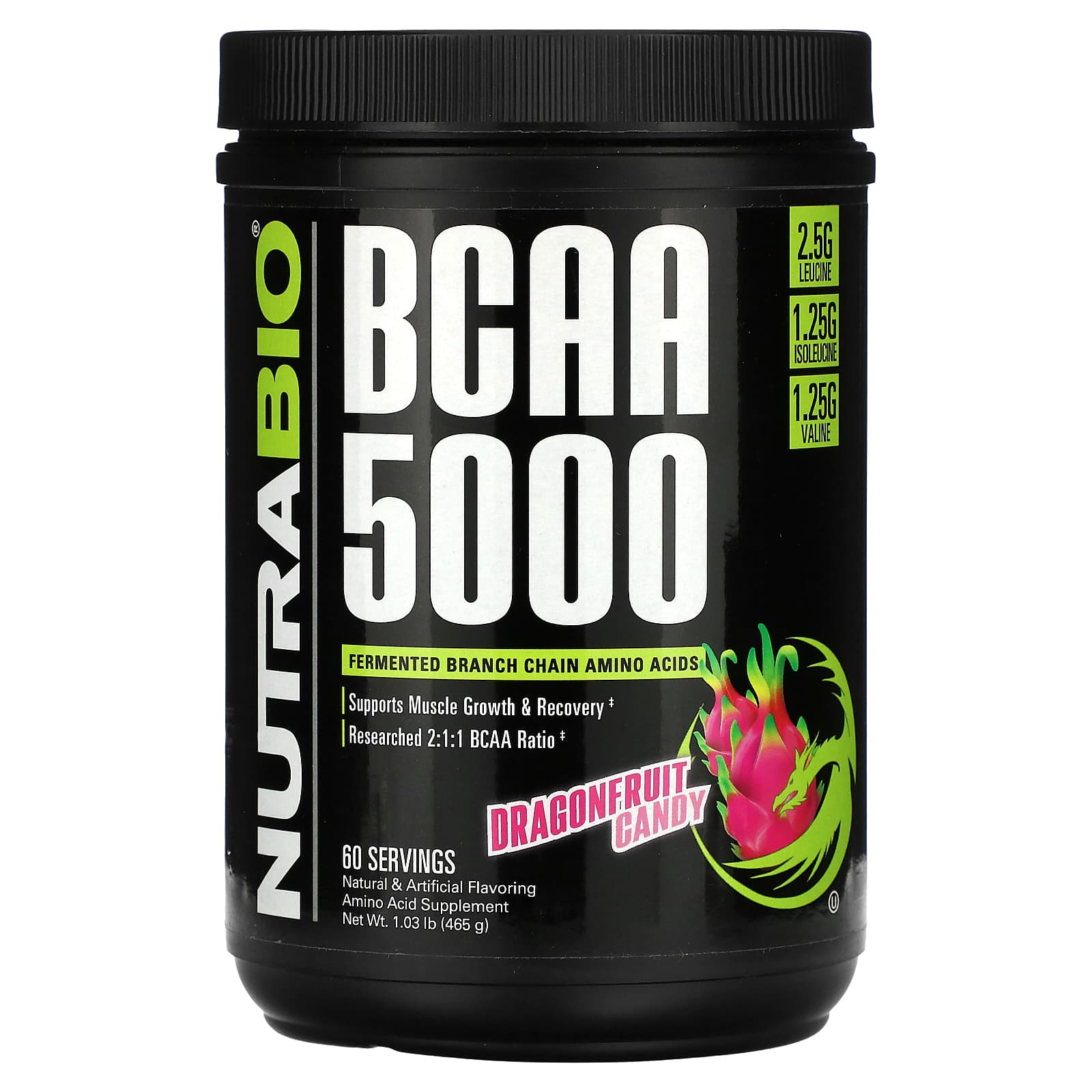 

Bcaa 5000, Dragon Fruit Candy, 465G(1.03Lb)