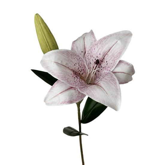 20inch Artificial Lily Flower Fake Real Touch Lily with 2 Heads Blooms 2 Buds for Home Office Decor Wedding Party Spring Table