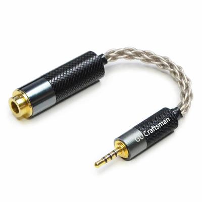 GUCraftsman Ausbalancierter Male zu Ausbalancierter Female Tragbarer Kopfhöreradapter mit 6N Einkristall-Silberkabel 2,5mm Tetra-Pol 4,4mm Penta-Pol
