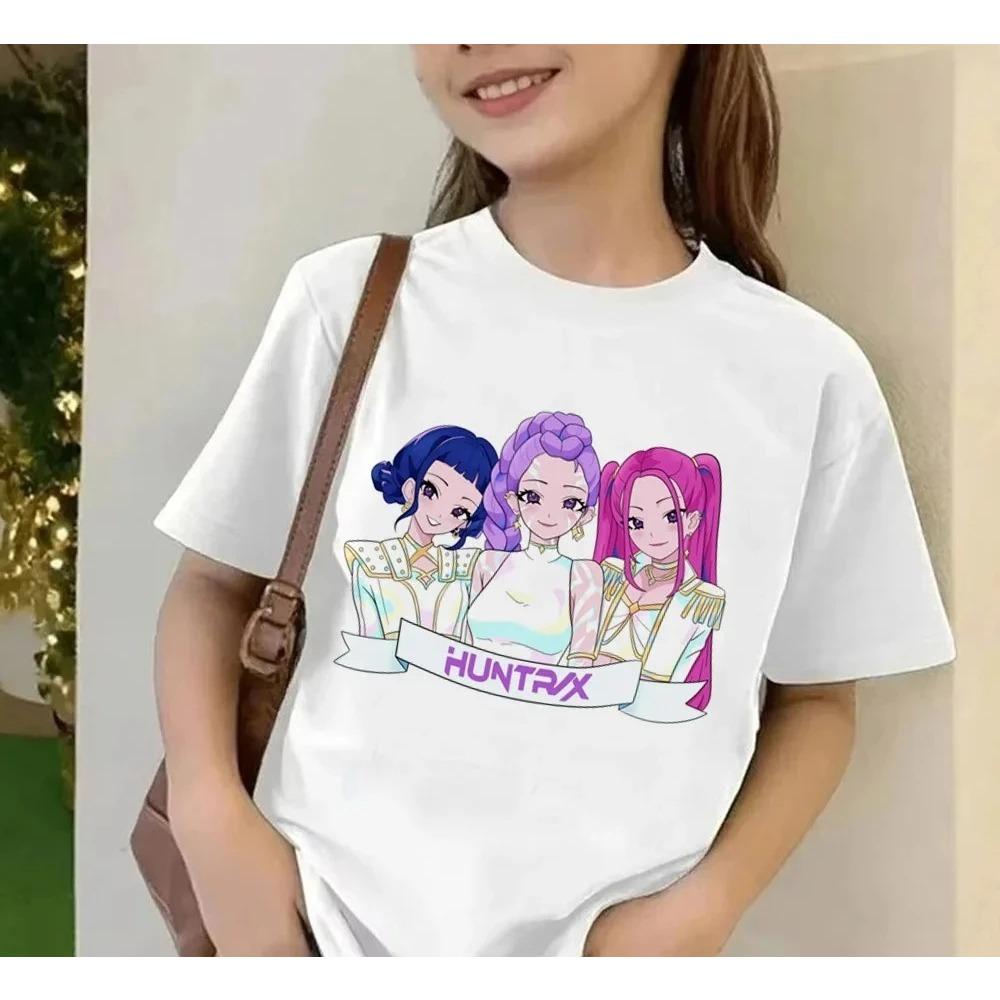 2025 Movie KPop Demon Hunters T-shirt Summer Short Sleeve T-shirt Tee for Children Casual Loose Girl Boy Graphic Printed Tops