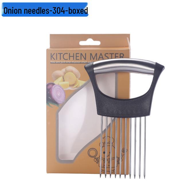 304 Stainless Steel Onion Holder & Meat Tenderizer - Vegetable Slicer Kitchen Tool