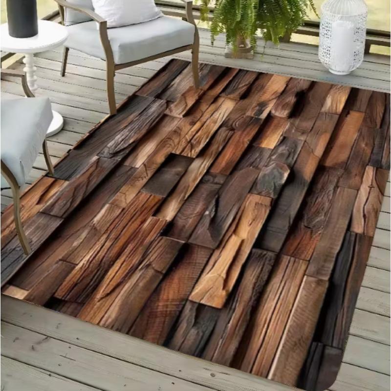 Schwarzes Holzmaserung bedrucktes Bereichspad Weiches Wohnzimmer Schlafzimmer Küche Retro Blau und Braun Schlafzimmer Bodenpad Retro Holzmaserungspad