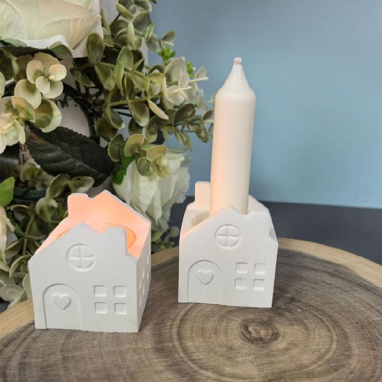 Artistic Home Shape Silicone Mold Candlestick For Crafting Beautiful Jewelry Unique Soaps And Festive Candle