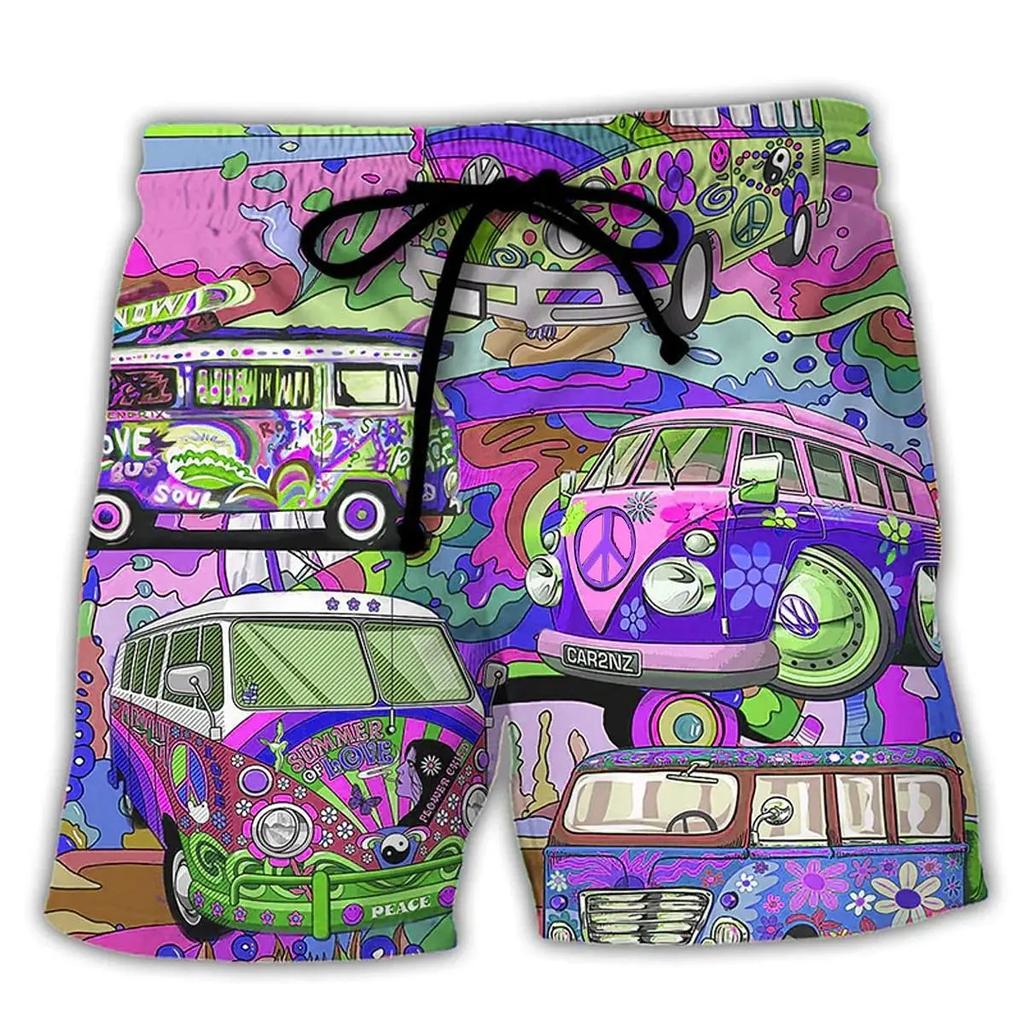 Sommer 3D Bus Print Shorts Modische Lässige Strand Herrenshorts