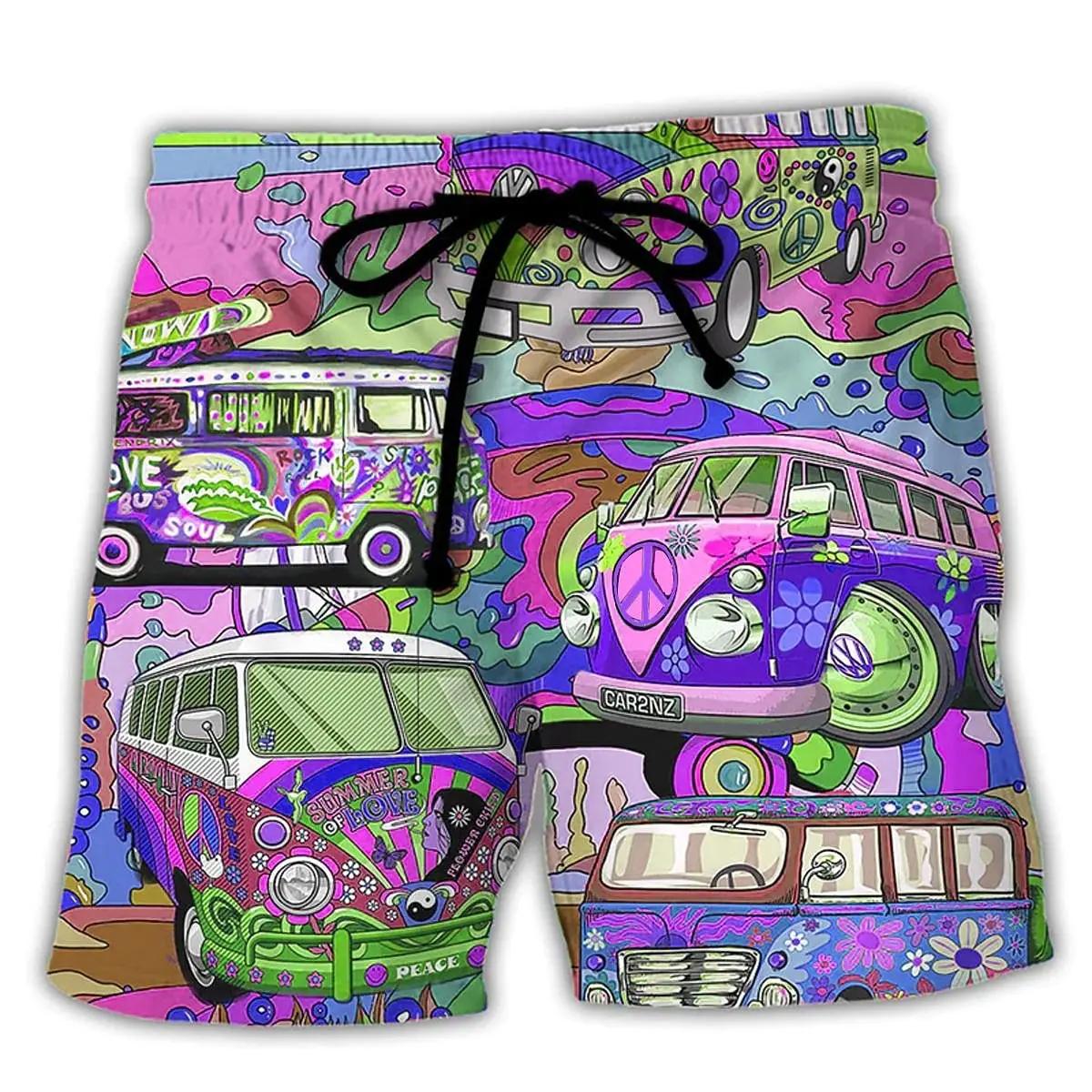 

Summer 3D Bus Print Shorts Fashionable Casual Beach Men s Shorts S