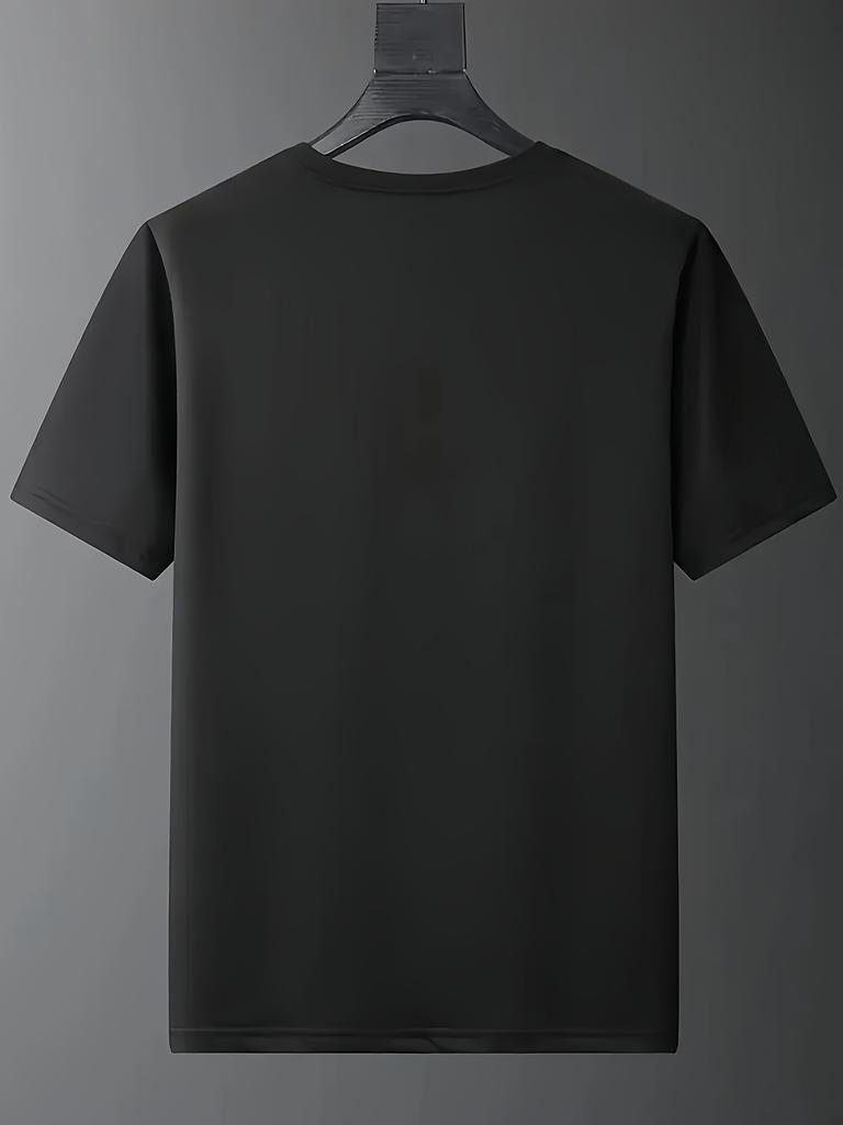 Retro Street Element Printed T-shirt, Classic Letter Pattern  Short Sleeve 220g