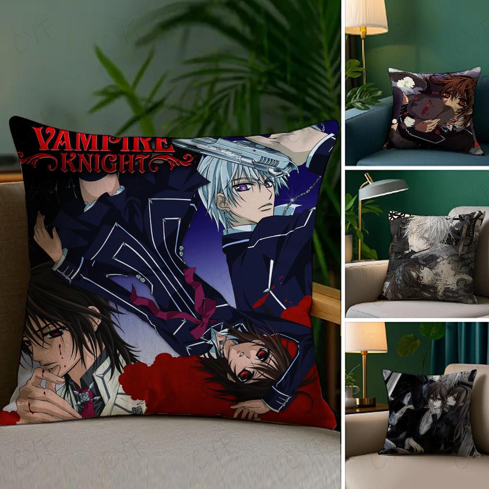 Panika Chen Unisex Vampire Knight Anime Pillow Case Anti-Dustmite Pillowcase Invisible Zipper Silky Short Plush Sofa Cushion Cover